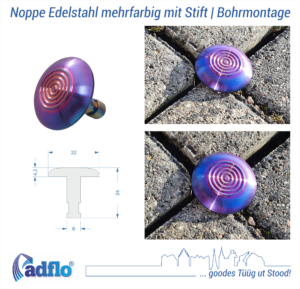 Edelstahlnoppe mehrfabrig