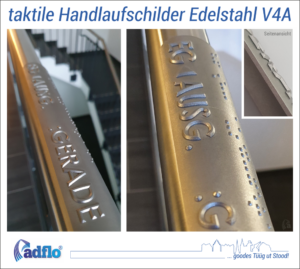 Handlaufschild Edelstahl